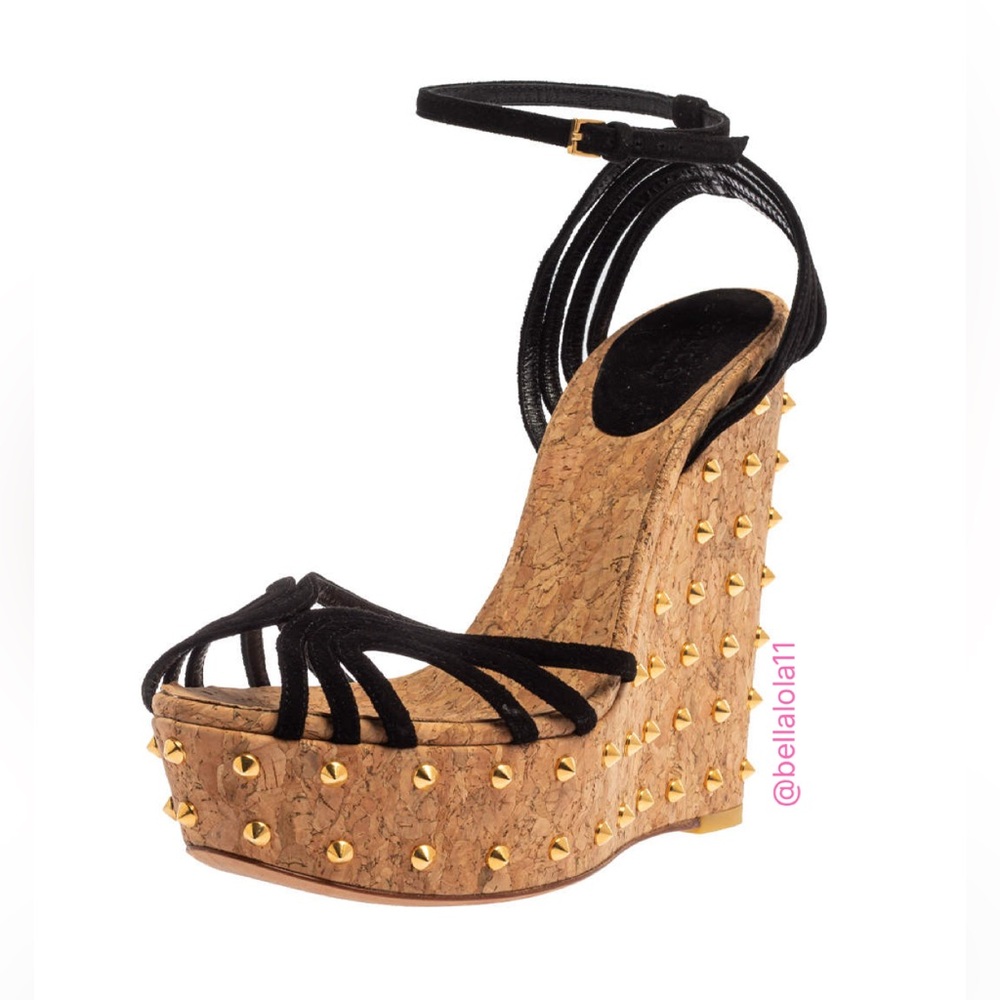 AUTHENTIC GUCCI RESORT COLLECTION STUDDED WEDGES - Picture 2 of 14